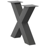 vidaXL Pieds de table basse en forme de X  2 pièces  anthracite  50 x (42-43) cm  acier
