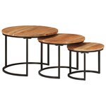 vidaXL Tables gigognes 3 Pièces bois massif d'acacia