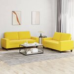 vidaXL Ensemble de canapés 2 Pièces jaune clair tissu