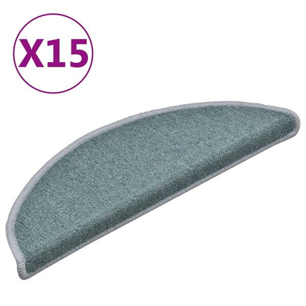 vidaXL Tapis d'escalier 15 pièces 56 x 17 x 3 cm Bleu mer Demi-rond