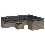 vidaXL Salon de jardin avec coussins 10 Pièces gris résine tressée