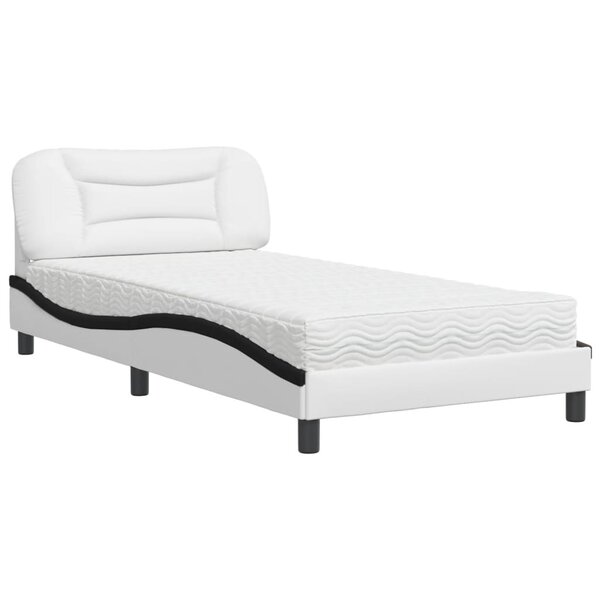 vidaXL Lit avec matelas Hvar blanc et noir 100x200 cm similicuir