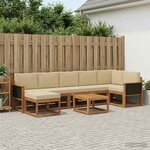 vidaXL Ensemble de canapés d'extérieur 8 pc Naturel et Beige Polyester