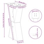 vidaXL Pieds de table basse en forme de X  2 pièces  acier naturel  38 x (42-43) cm