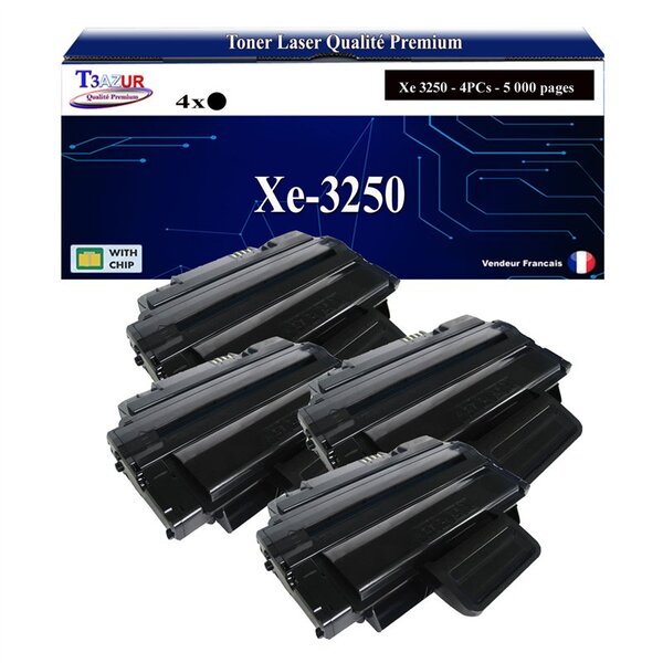 T3AZUR -4x Toners compatibles avec Xerox 3250 (106R01374/106R01373) pour Xerox Phaser 3250  3250VD  3250VDN