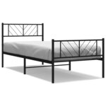 vidaXL Cadre de lit métal avec tête de lit/pied de lit noir 107x203 cm