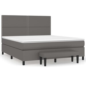 vidaXL Sommier à lattes de lit avec matelas Gris 180x200 cm Similicuir