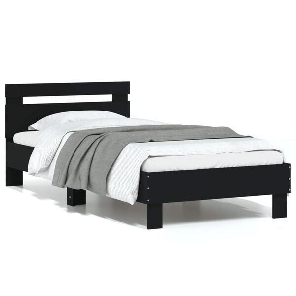 vidaXL Cadre de lit sans matelas avec tête de lit noir 75x190 cm