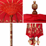 vidaXL Parasol Autre Rouge x 250 cm Coton et bois massif