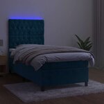 vidaXL Sommier à lattes de lit et matelas et LED Bleu foncé 90x200 cm