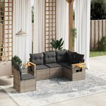 vidaXL Salon de jardin 5 Pièces avec coussins gris résine tressée