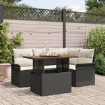 Ensemble de Canapés de Jardin 5 Pièces avec Coussins Noir Rattan Poly