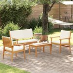 vidaXL Ensemble de canapé de jardin 4 Pièces Marron Bois d'acacia massif
