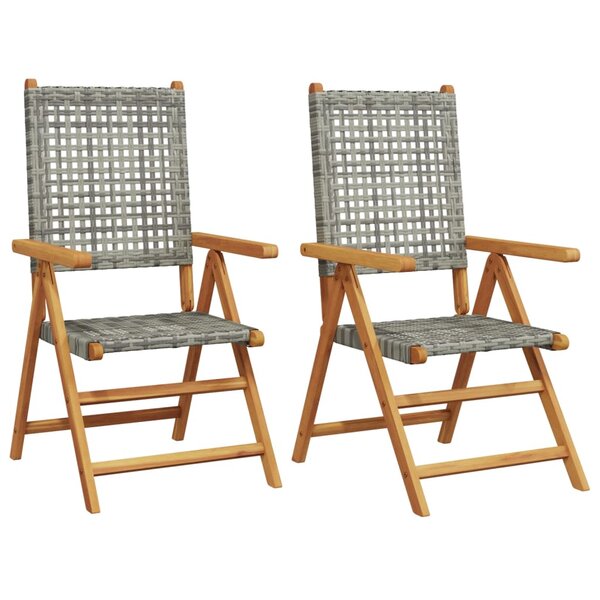 vidaXL Chaises de jardin lot de 2 gris bois massif d'acacia et rotin