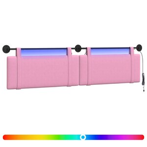vidaXL Tête de lit suspendue Avec lumière LED Rose Tissu