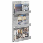 vidaXL Étagère à magazines avec étagère Gris béton 51 x 11 x 102 cm