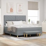 vidaXL Lit à ressorts avec matelas Gris clair 180 x 200 cm tissu