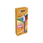 BIC 4 Couleurs Shine Stylos-Bille Rétractables Pointe Moyenne (1,0 mm) - Corps Violet Métallisé, Boîte de 12