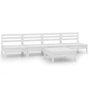 vidaXL Salon de jardin 5 Pièces Blanc Bois de pin massif