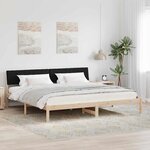 vidaXL Cadre de lit Marron et noir 200 x 200 cm Bois massif en pin