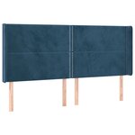 vidaXL Tête de lit à LED Bleu foncé 203x16x118/128 cm Velours