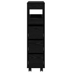 vidaXL Cabinet de Salle de Bain Étroit Sur Roues Chêne Noir Bois d'Ingénierie