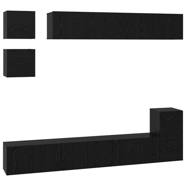 vidaXL Ensemble meuble TV Montage mural 8 Pièces Chêne noir