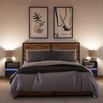 vidaXL Tables de chevet murales avec lumières LED 2 Pièces noir