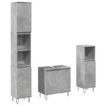 vidaXL Ensemble de meubles de salle de bain 3 Pièces gris béton