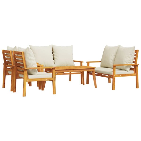 vidaXL Salon de jardin avec coussins 5 Pièces Bois d'acacia solide