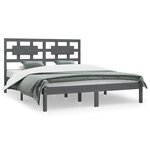 vidaXL Cadre de lit Gris Bois de pin massif 150x200 cm Très grand