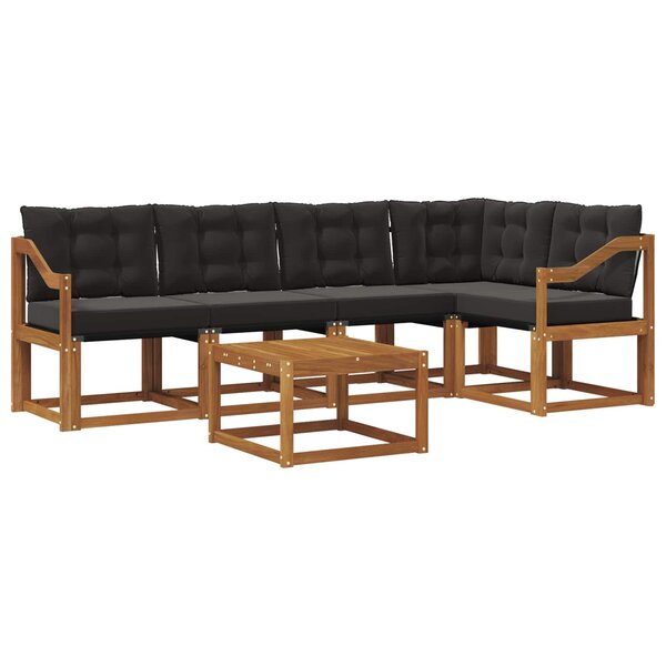 vidaXL Ensemble de canapés d'extérieur 6 pc Naturel et Noir