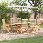 Set de jardin 7 pièces vidaXL beige en bois d'acacia et en poly rotin