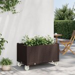 vidaXL Jardinière à roulettes marron 80x50x54 cm PP