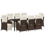 vidaXL Ensemble de salle à manger de jardin 9 pièces en rattan poly brun