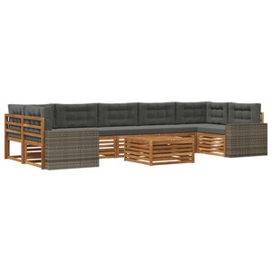 vidaXL Ensemble de canapés d'extérieur 8 Pièces Naturel et Anthracite