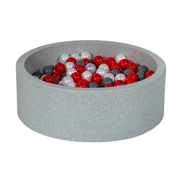 Piscine à balles Aire de jeu + 300 balles perle  rouge  gris