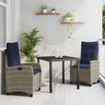 vidaXL Ensemble de salle à manger pour jardin 3 Pièces Gris polyrotin