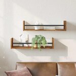 vidaXL Étagère Murale avec étagère 2 Pièces Bois ancien 60 x 16 x 14 cm