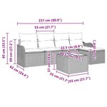 vidaXL Ensemble de canapé de jardin 6 Pièces Gris clair polyrotin