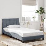 vidaXL Cadre de lit sans matelas Hanko gris foncé 100x200 cm velours