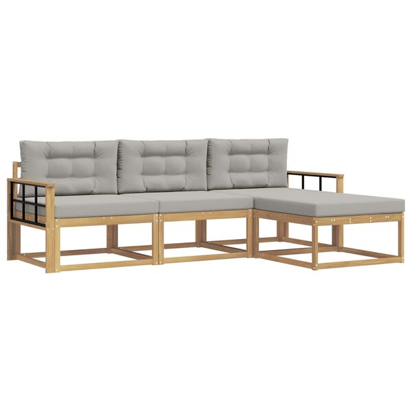 vidaXL Ensemble de canapés d'extérieur 4 pc Blanc et gris clair