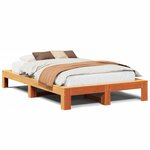 vidaXL Cadre de lit sans matelas cire marron 135x190cm bois pin massif