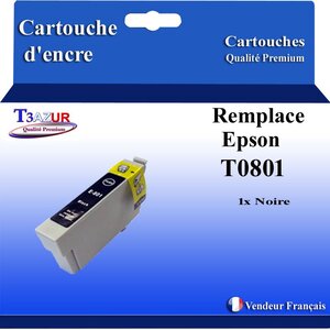 T3AZUR- Cartouche Compatible pour Epson T0801 (C13T08014010) Noire