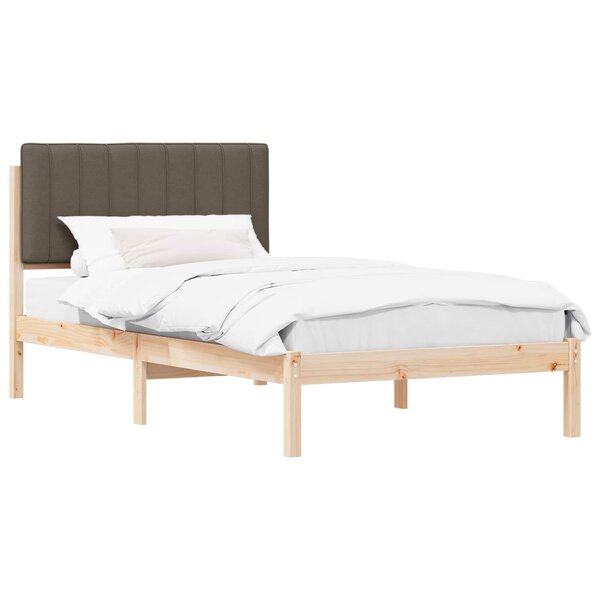 vidaXL Cadre de lit avec tête de lit rembourrée Taupe 100 x 200 cm