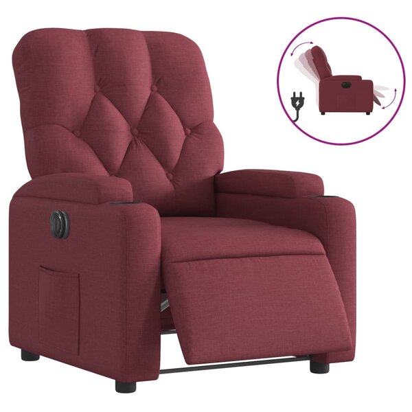 vidaXL Fauteuil inclinable électrique Rouge bordeaux Tissu