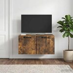 vidaXL Meuble TV mural Chêne fumé 59 5 x 41 x 30 cm Bois d'ingénierie