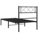 vidaXL Cadre de lit métal avec tête de lit noir 75x190 cm