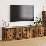 vidaXL Meuble TV avec LED Chêne fumé 180 x 38 x 49 cm