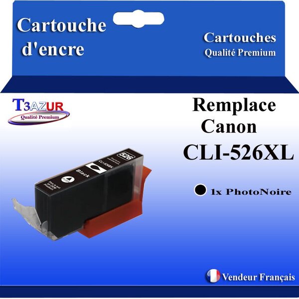 T3AZUR - Cartouche compatibles avec Canon CLI526 CLI-526 XL  pour Canon Pixma IP4850 IP4950 IX6550 MG5140 MG5150 MG5240 MG5250 MG5340 MG5350 MX715 MX885 MX895 - Photo Noire